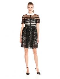 Donna Morgan Short-Sleeve Lace Shirt Dress at Amazon